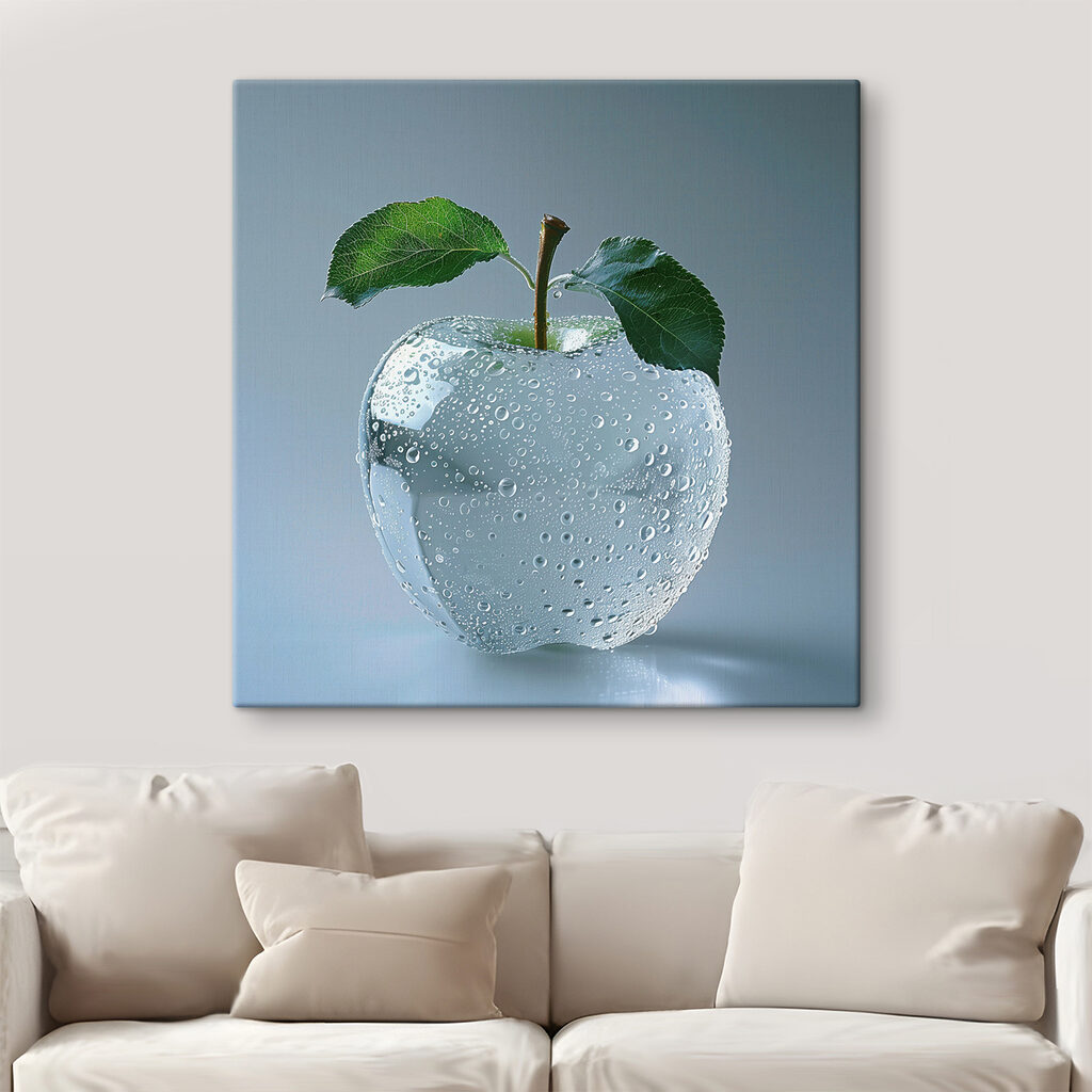 Clear apple with water drops on it