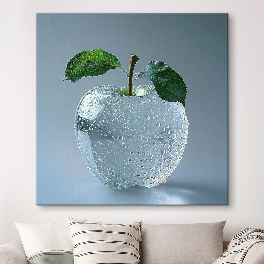 Clear apple with water drops on it