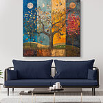 Картина Малюнок дерева з різними кольорами дерев і птахів