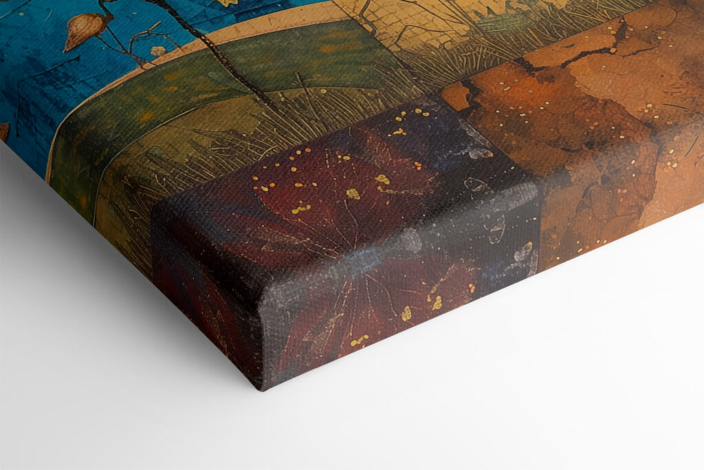 Painting of a tree with different colors of trees and birds Painting of a tree with different colors of trees and birds