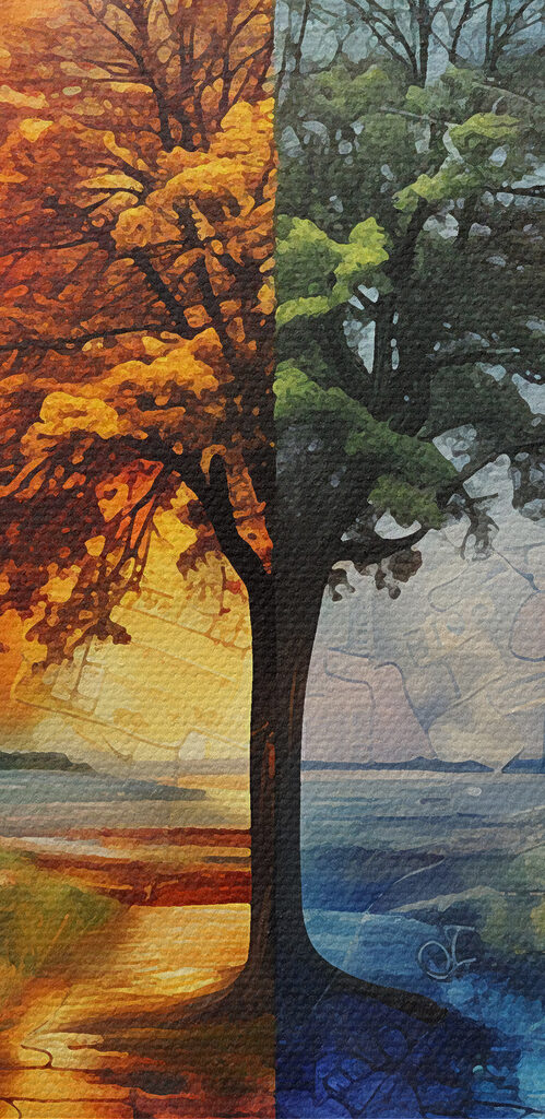 Painting of a tree and a path