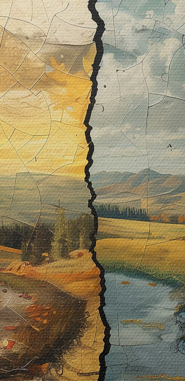 Puzzle of a landscape with trees and a river Puzzle of a landscape with trees and a river