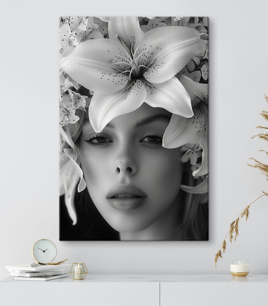 Woman with flowers on her head