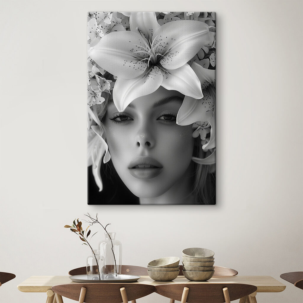 Woman with flowers on her head