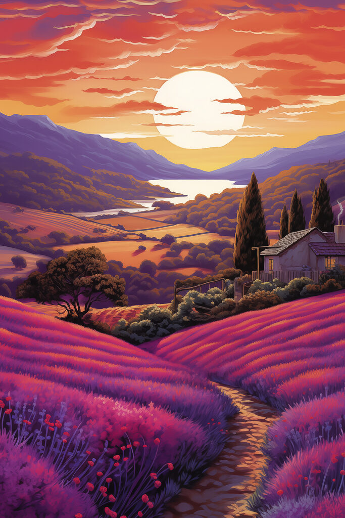 House in a field of lavender House in a field of lavender
