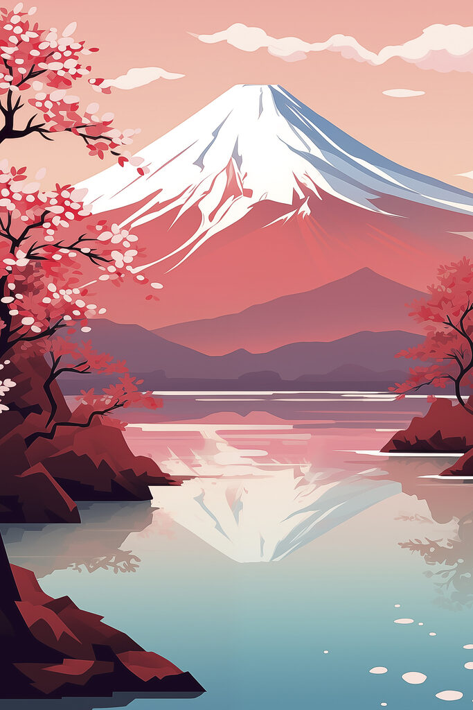 Mountain with a lake and trees