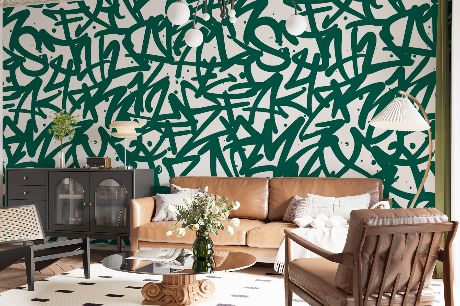 Pattern of green letters Pattern of green letters