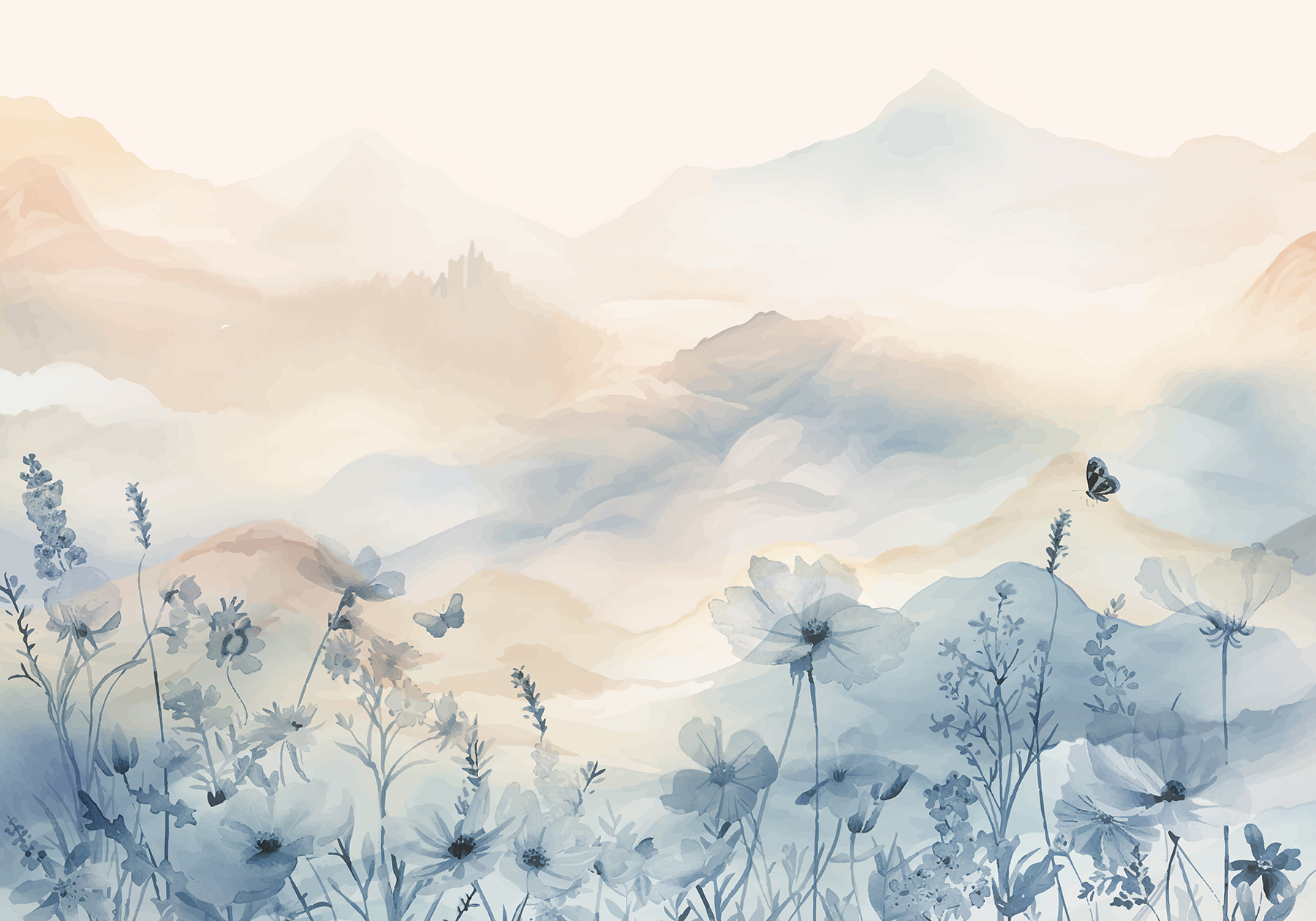 Painting of flowers and butterflies