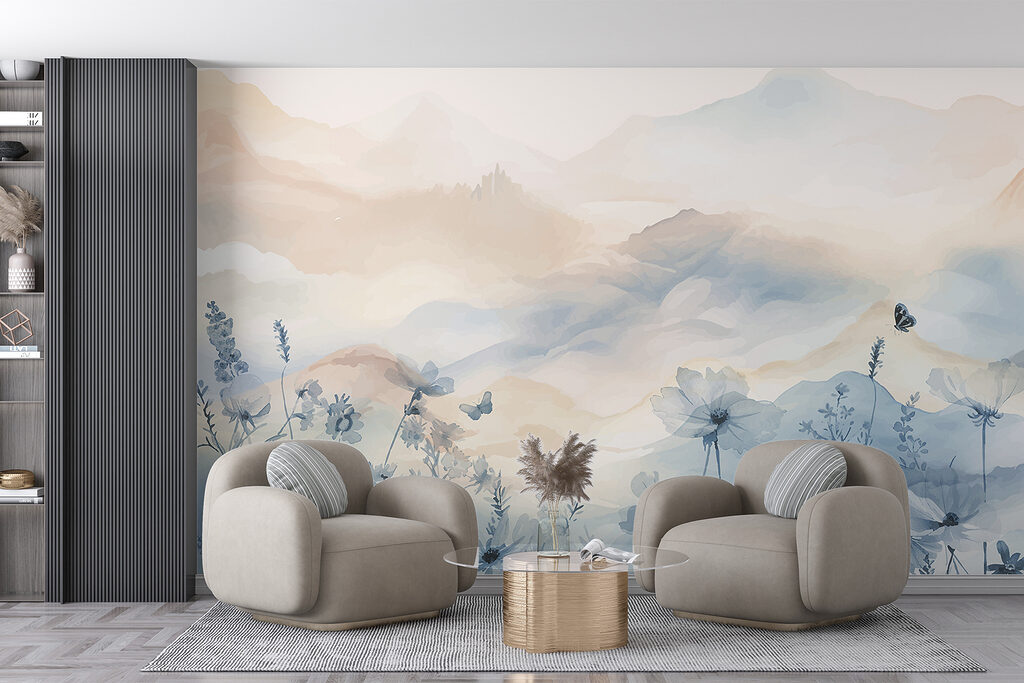 Painting of flowers and butterflies