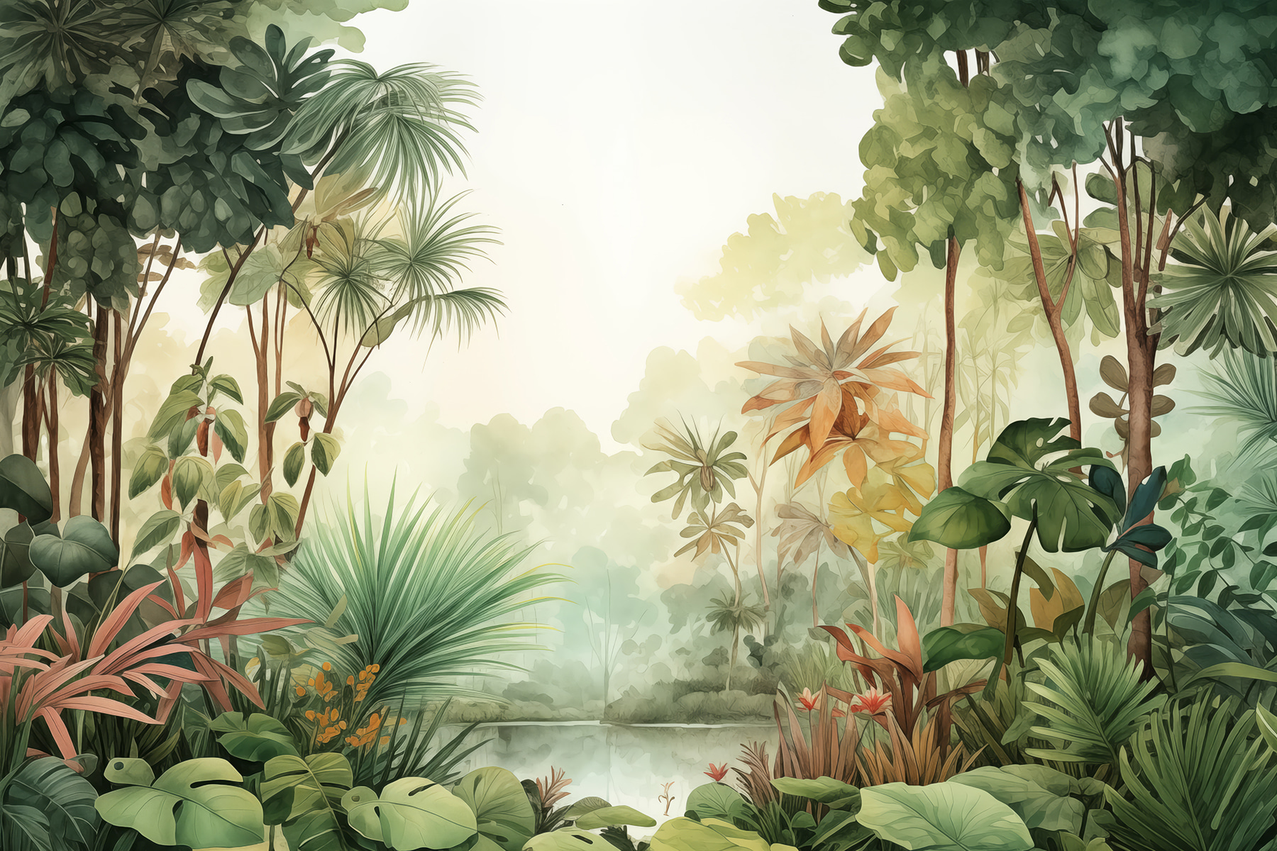 Watercolor painting of a forest