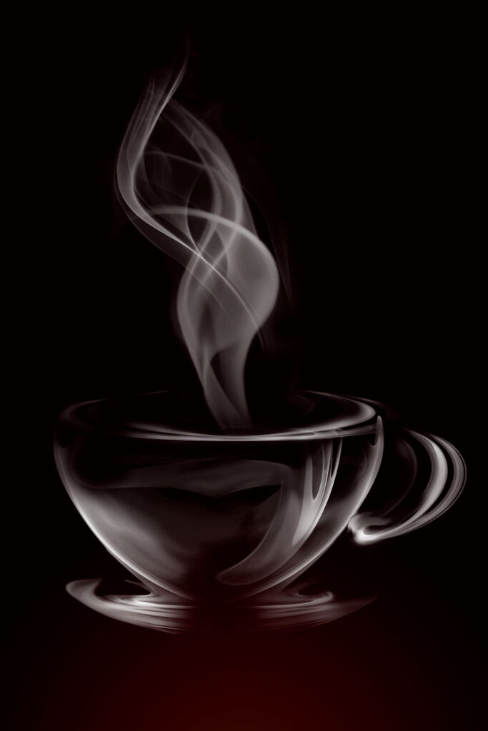 Glass cup with smoke