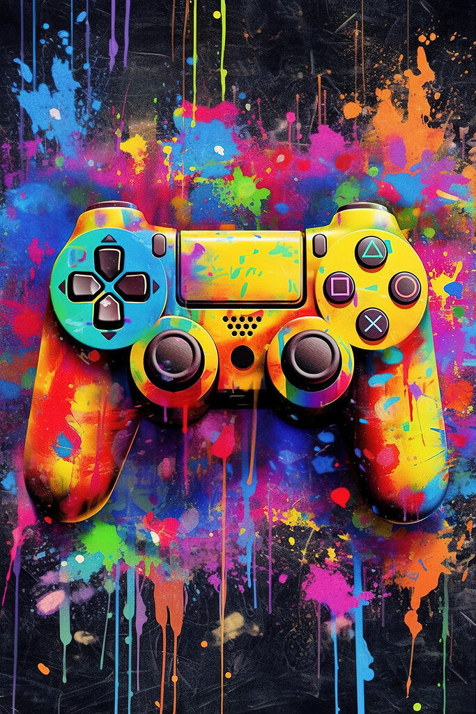 Colorful video game controller Colorful video game controller