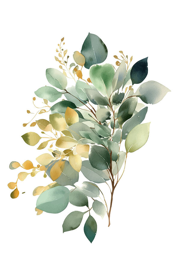 Watercolor painting of a branch with leaves Watercolor painting of a branch with leaves
