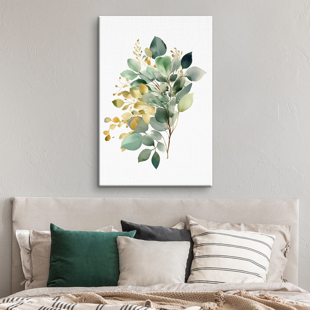 Watercolor painting of a branch with leaves Watercolor painting of a branch with leaves