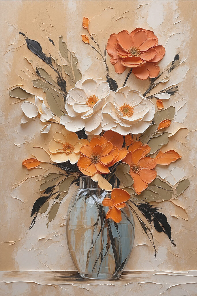 Painting of flowers in a vase