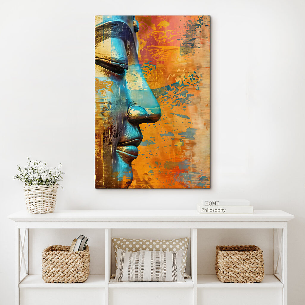 Vibrant face in colorful abstraction