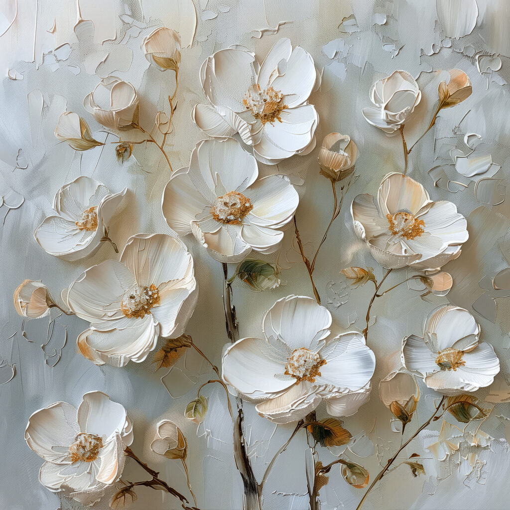Painting of white flowers Painting of white flowers