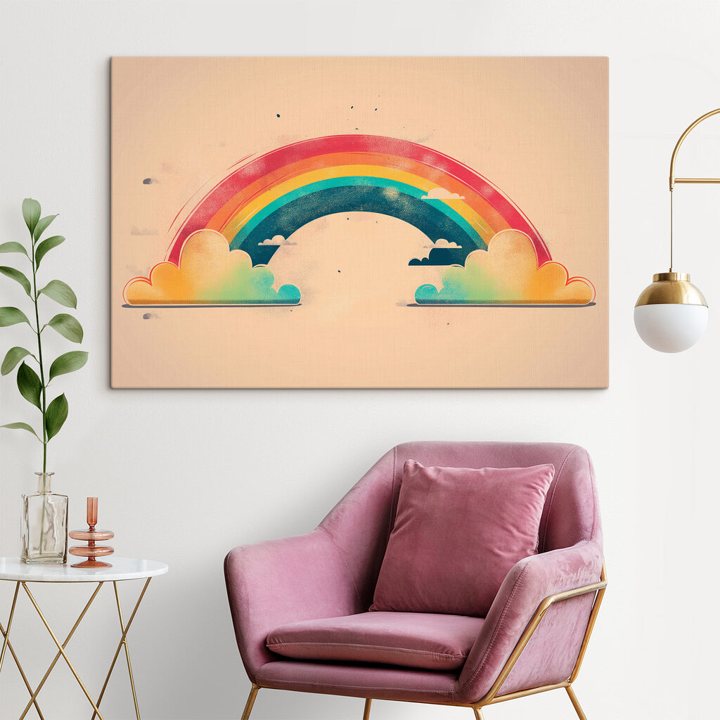 Rainbow and clouds in the sky