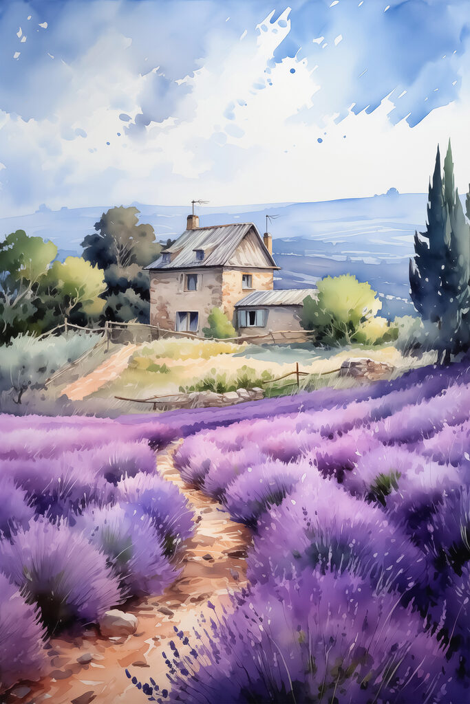 House in a field of lavender