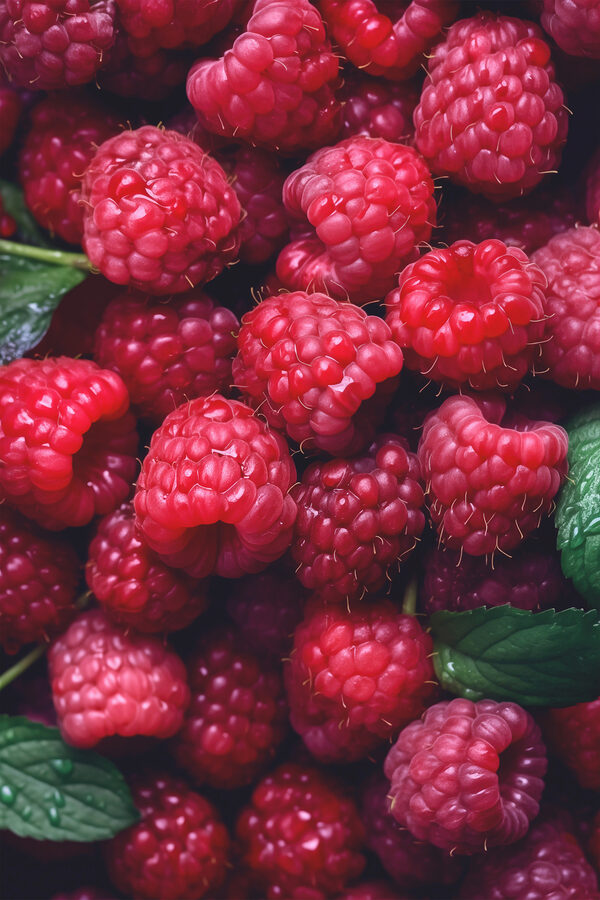 Купа малини з листям Купа малини з листям