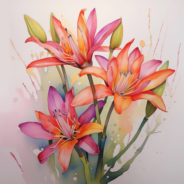 Painting of flowers on a white background Painting of flowers on a white background