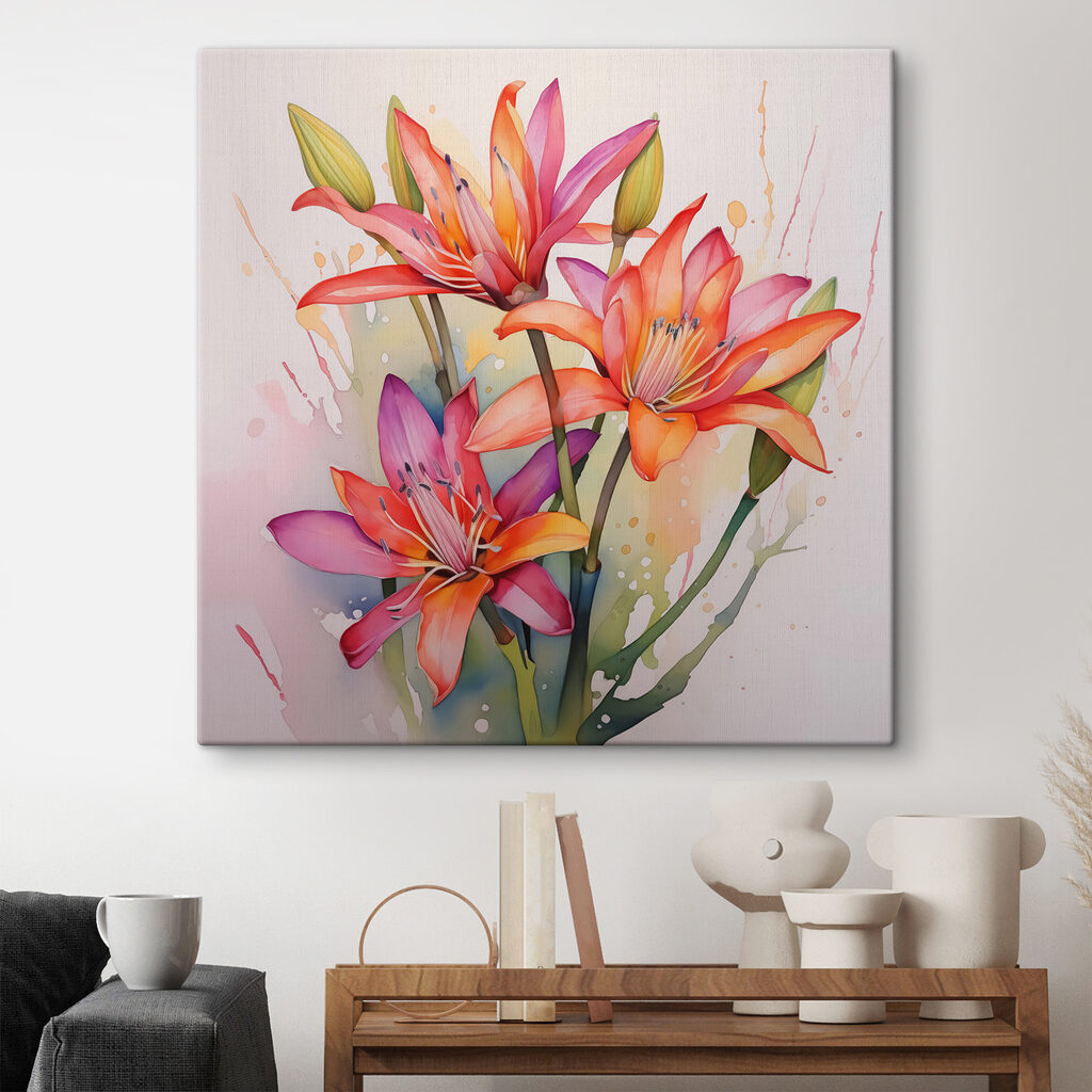 Painting of flowers on a white background
