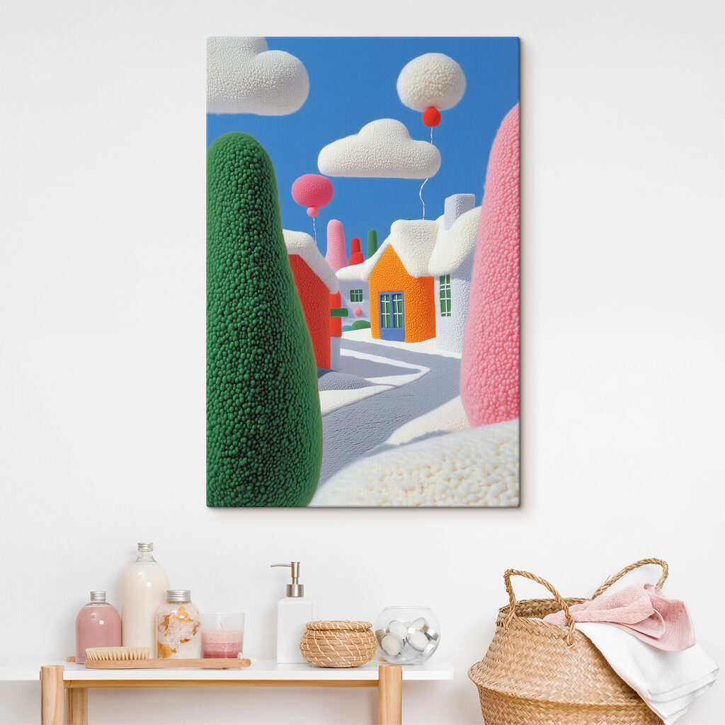 Cartoon town with trees and balloons Cartoon town with trees and balloons