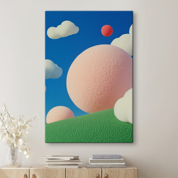 Pink and white balls in the sky Pink and white balls in the sky