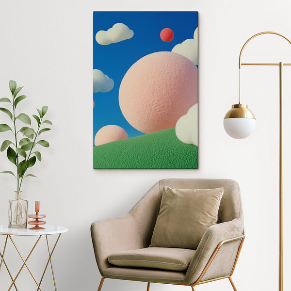 Pink and white balls in the sky Pink and white balls in the sky