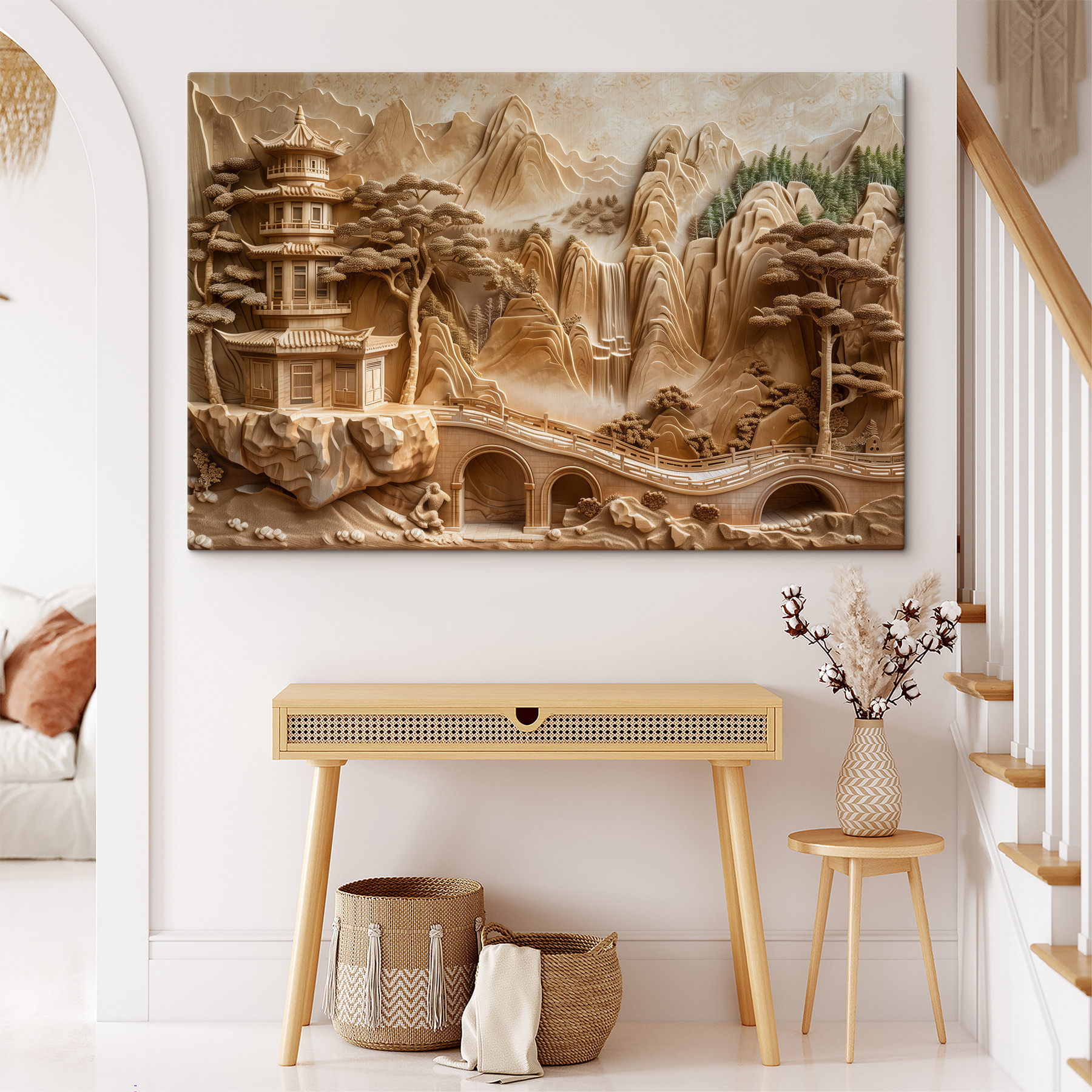 Sculpture of a bridge and a building Sculpture of a bridge and a building