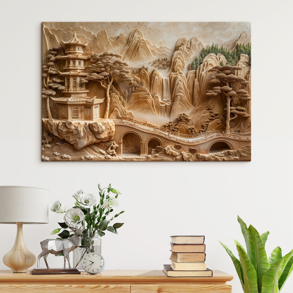 Sculpture of a bridge and a building Sculpture of a bridge and a building