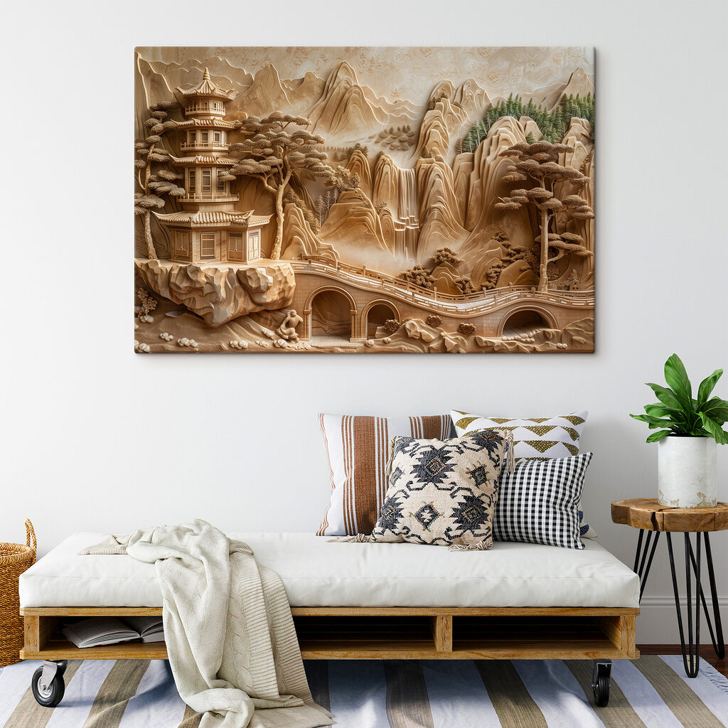 Sculpture of a bridge and a building Sculpture of a bridge and a building