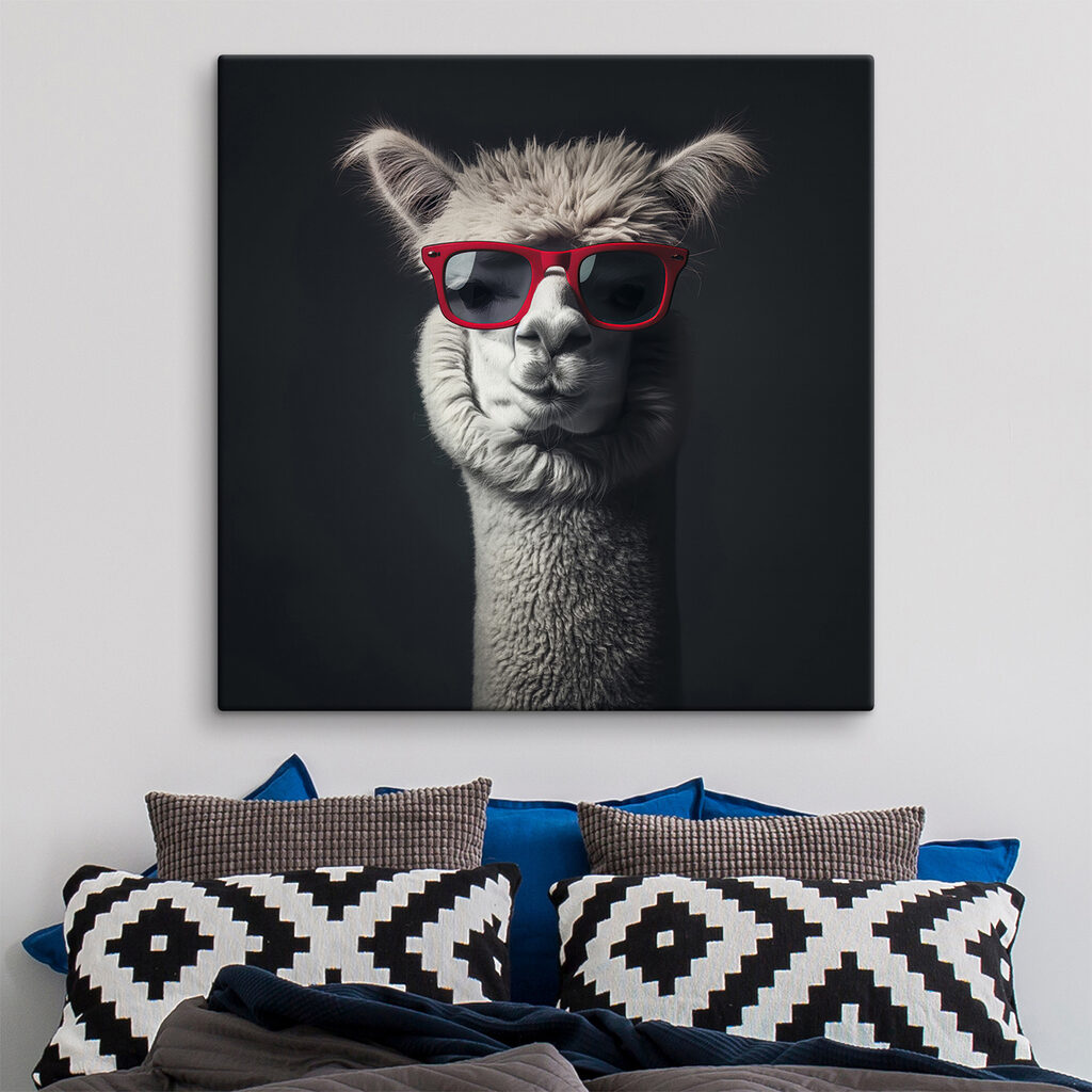 Llama wearing red sunglasses Llama wearing red sunglasses