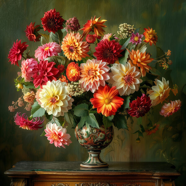 Vase of flowers on a table Vase of flowers on a table