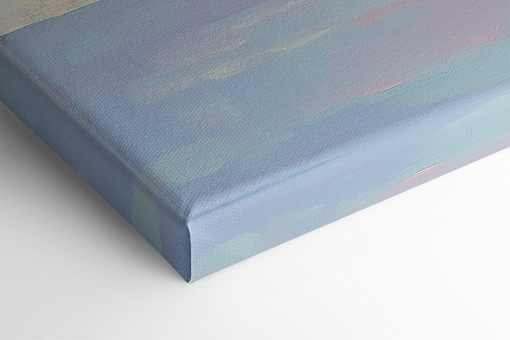 Painting of birds flying over water