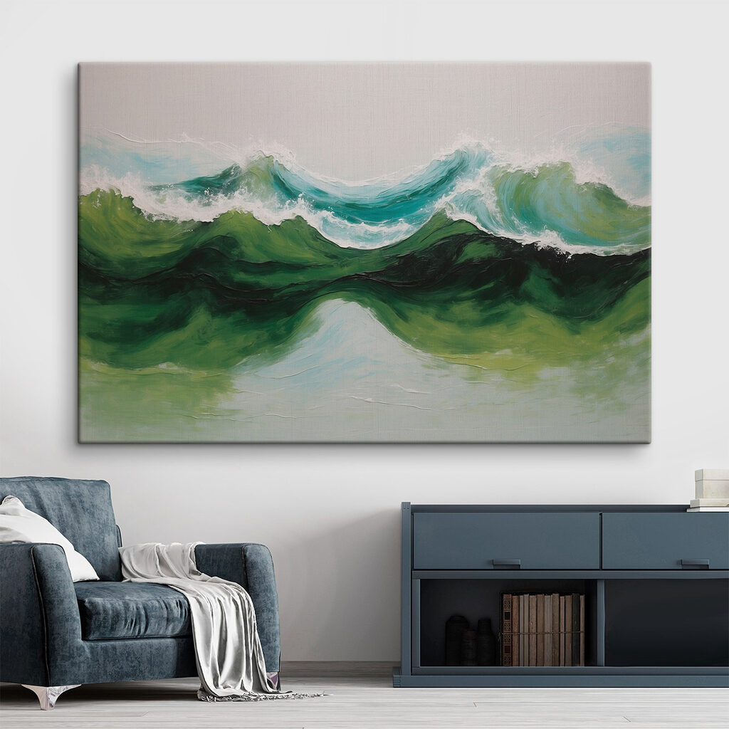 Painting of green and blue waves Painting of green and blue waves
