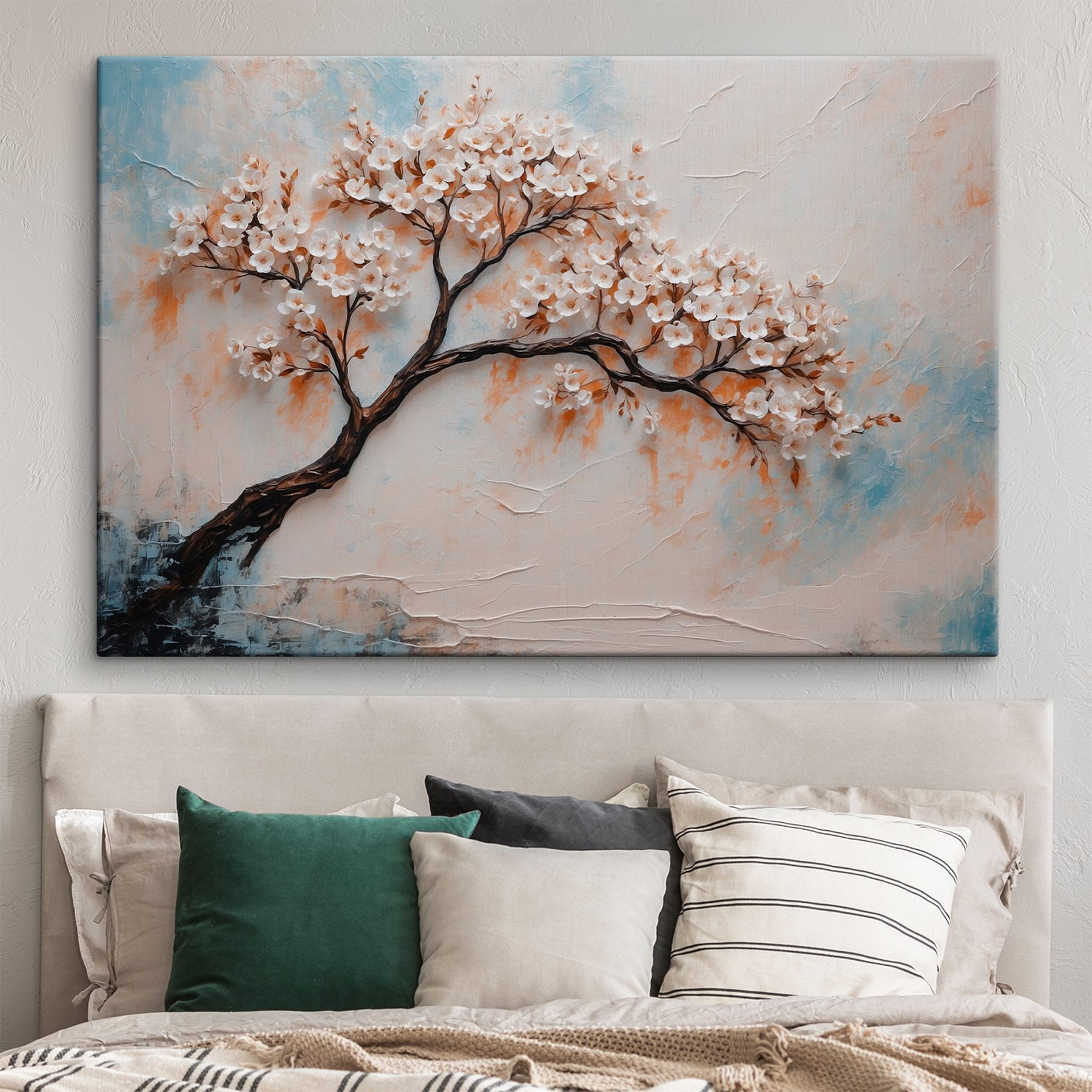 Painting of a tree with white flowers Painting of a tree with white flowers