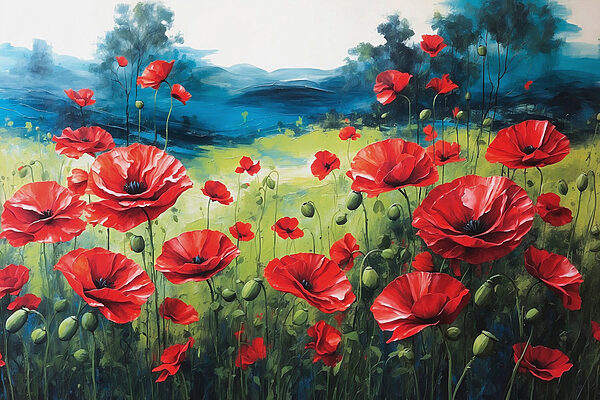 Painting of red flowers Painting of red flowers