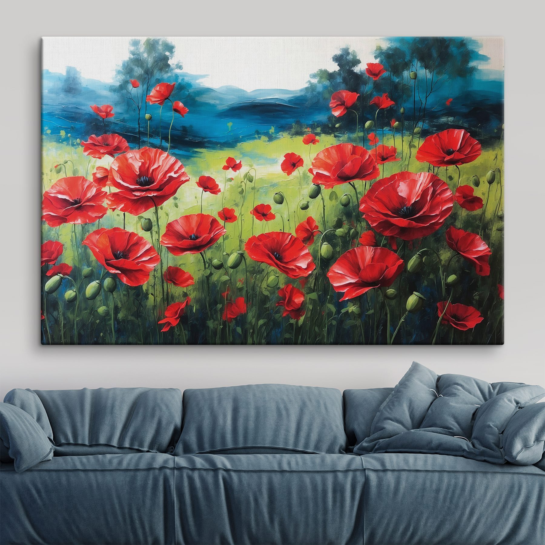 Painting of red flowers Painting of red flowers