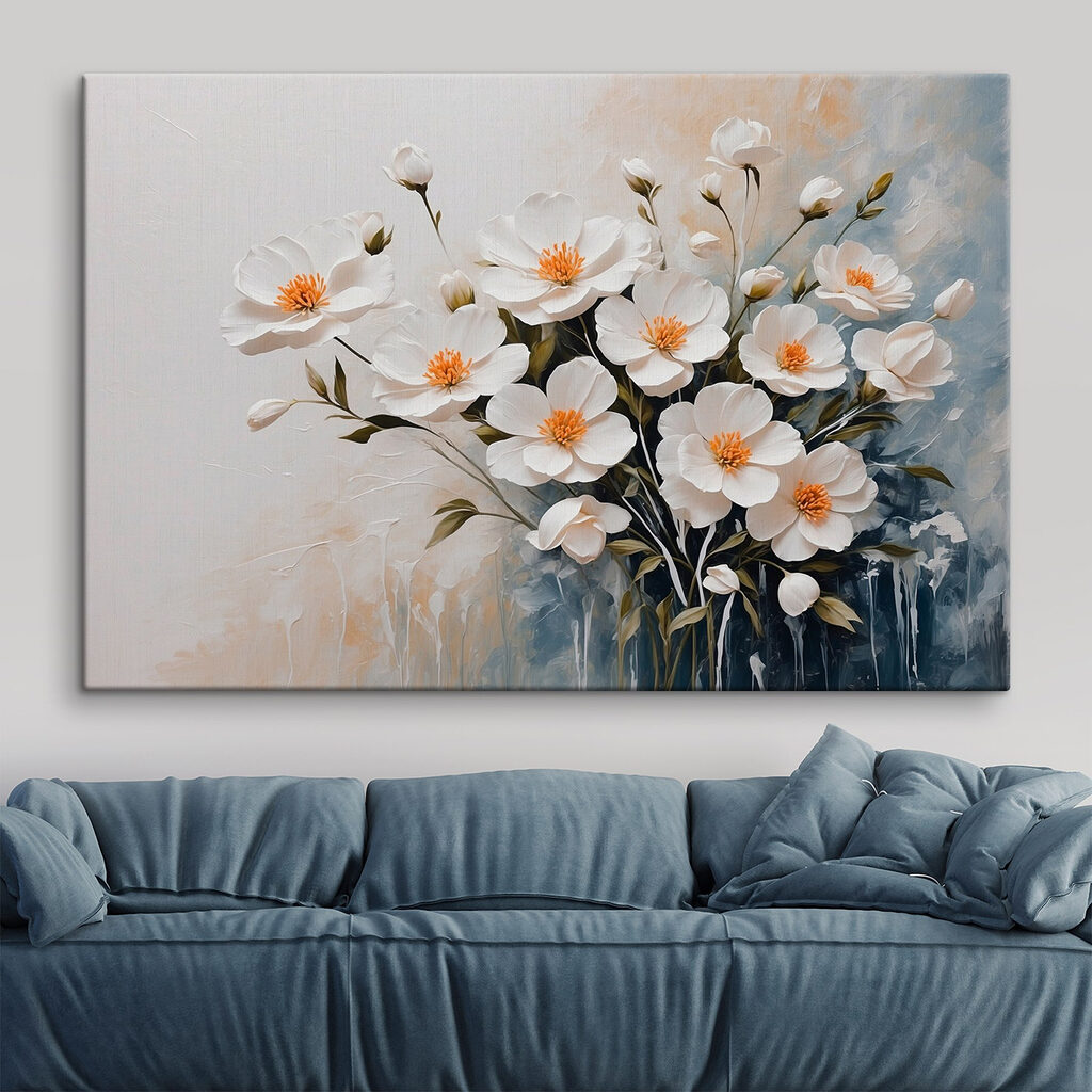 Painting of white flowers Painting of white flowers