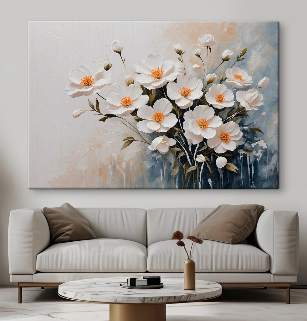Painting of white flowers Painting of white flowers