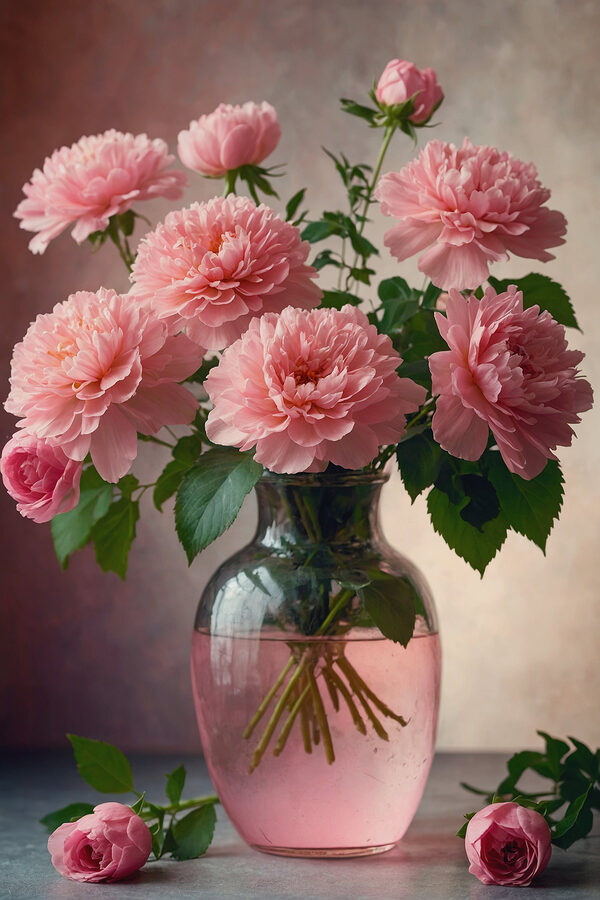 Vase with pink flowers Vase with pink flowers