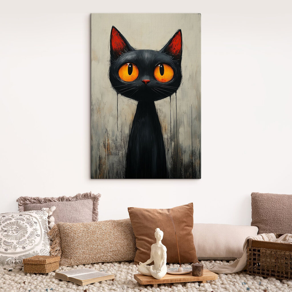 Black cat with orange eyes