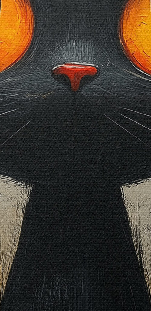 Black cat with orange eyes