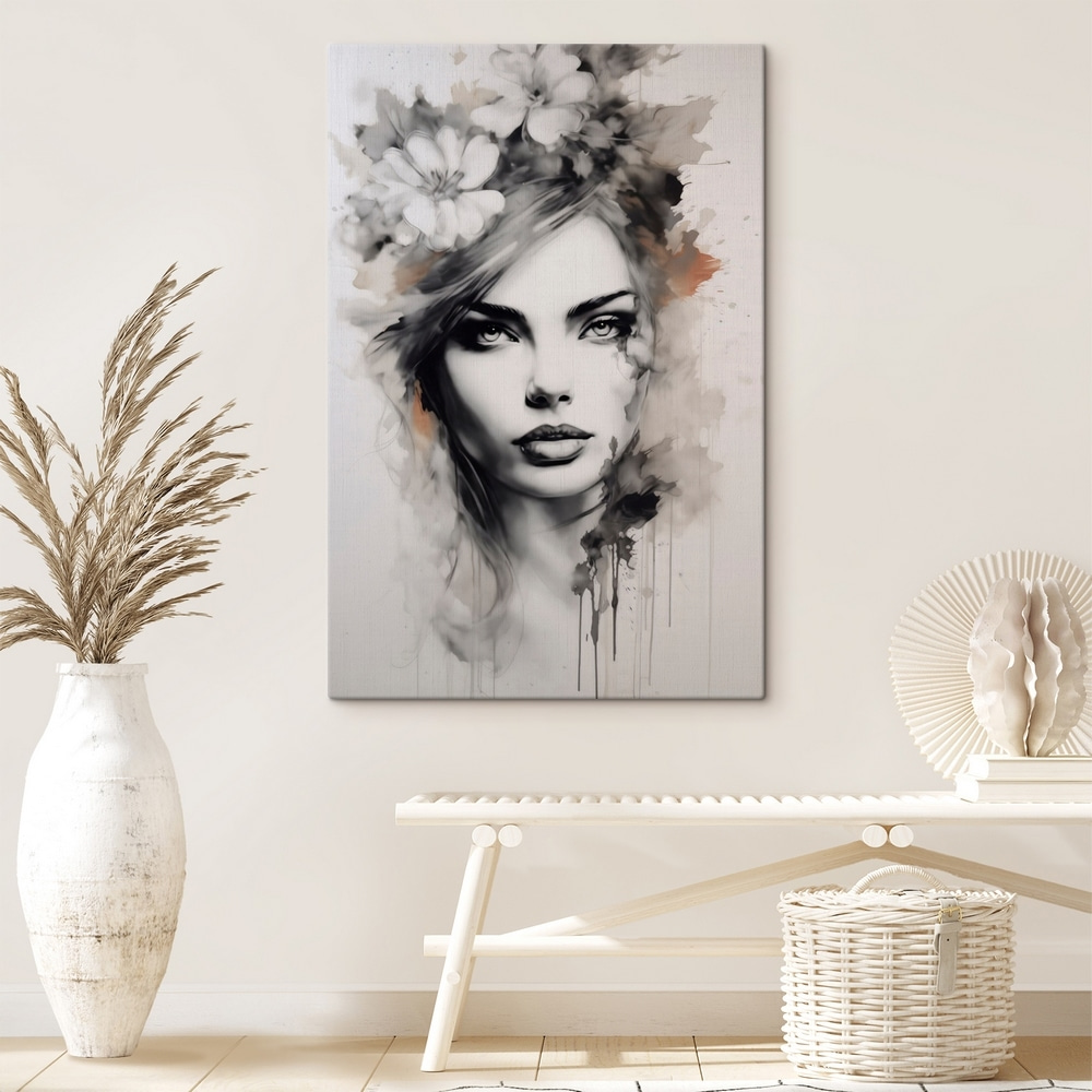 Painting of a woman with flowers in her hair