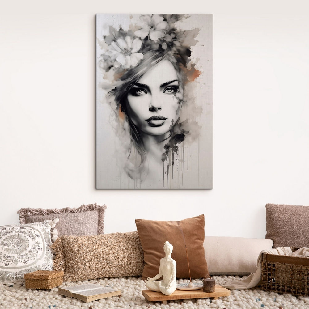 Painting of a woman with flowers in her hair