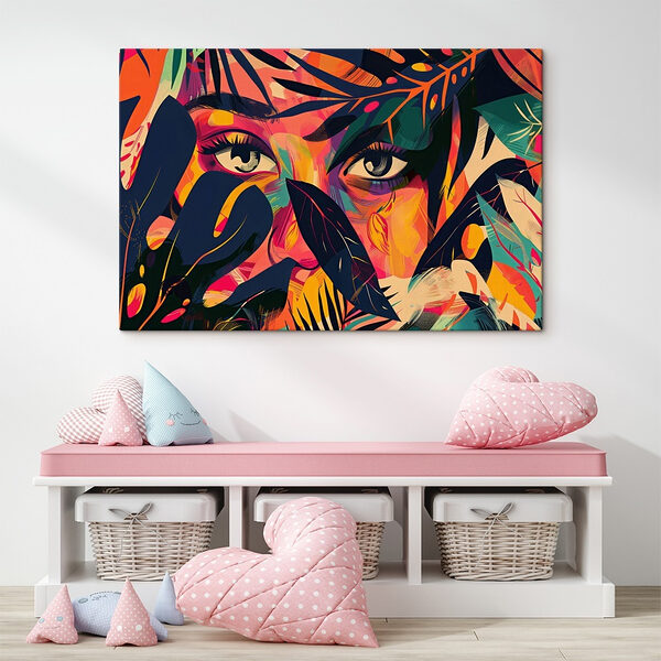 Colorful painting of a woman's face Colorful painting of a woman's face
