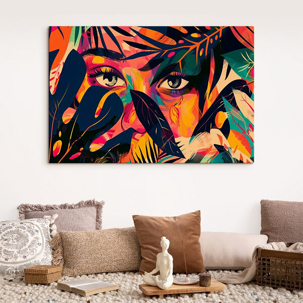 Colorful painting of a woman's face Colorful painting of a woman's face
