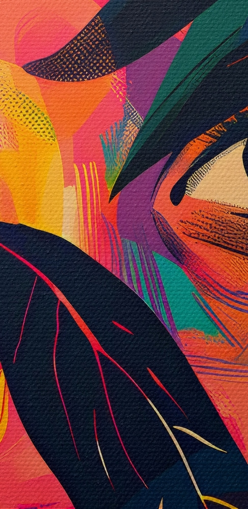 Colorful painting of a woman's face Colorful painting of a woman's face
