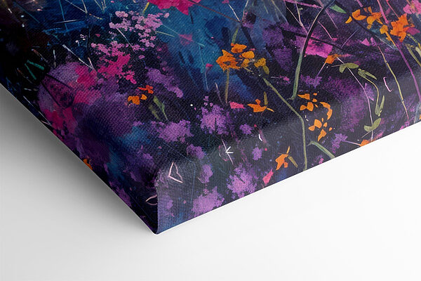 Painting of a village with flowers Painting of a village with flowers